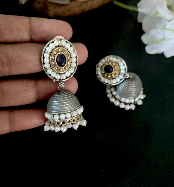 "Harini" Oxidized Dual Tone Earrings