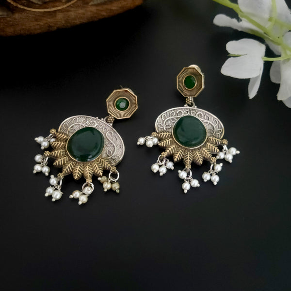 "Madhura" Oxidized Dual Tone Earrings