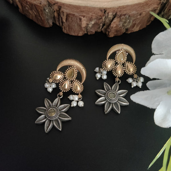 "Juhi" Silver Look Alike Dual tone Earrings