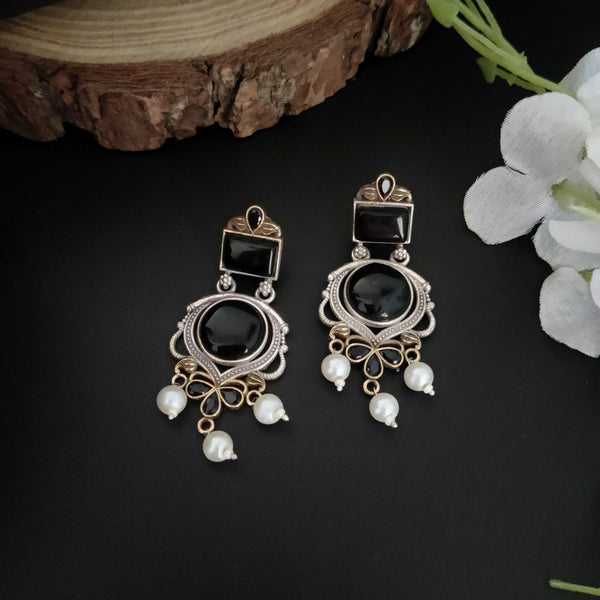 "Valam" Silver Look Alike Dual tone Earrings