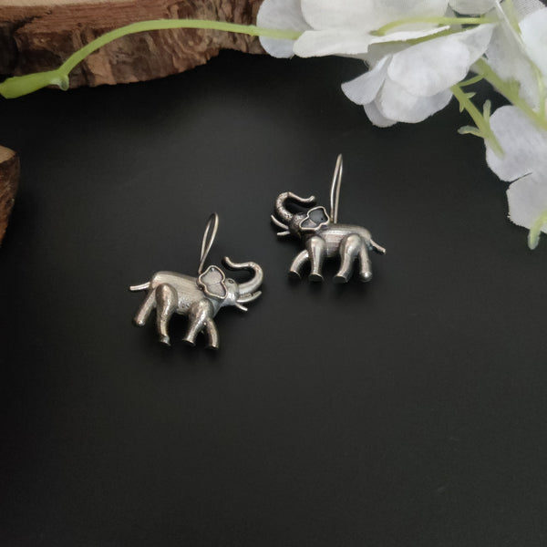 "Gaja" Silver Look Alike Oxidized Earrings