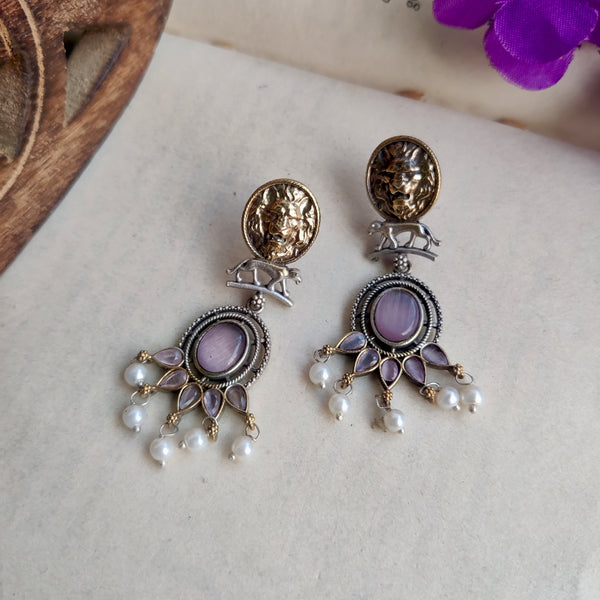 "Rajeshwari" Silver Look Alike Dual Tone Earrings