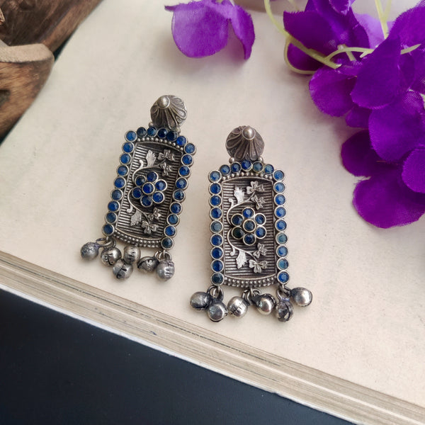 "Indrani" Silver Look Alike Oxidized  Earrings