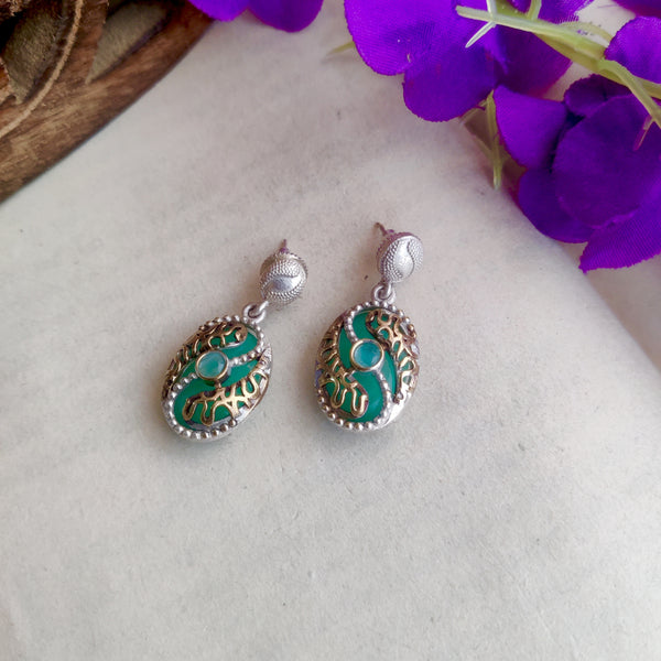 "Pehnava" Dual Tone Oxidized Dazzle Danglers for Glam Look