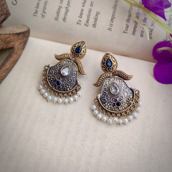 "Harvi Oxidized Dual tone Earrings