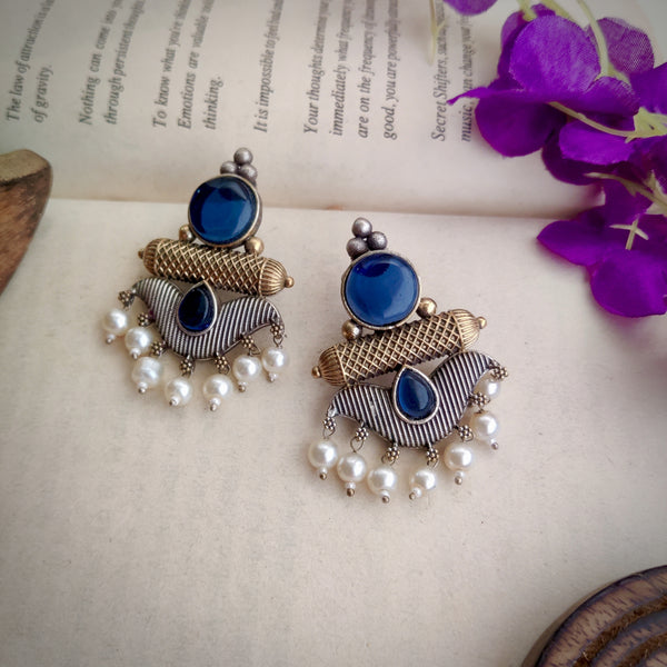 "Timisa" Silver Look Alike Oxidized Earrings