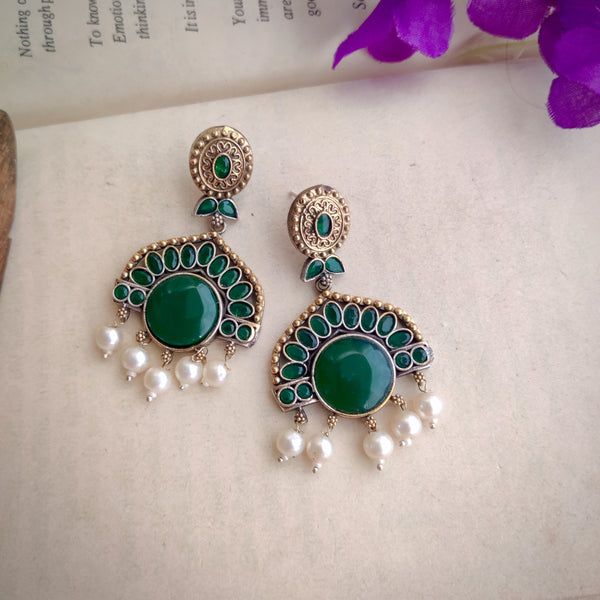 "Samiksha" Silver Look Alike Dual Tone Earrings
