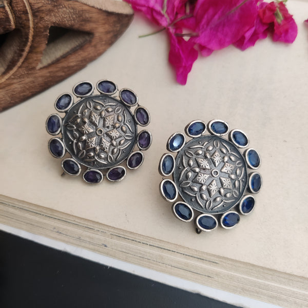 "Shwetha" Silver Look Alike Oxidized Studs