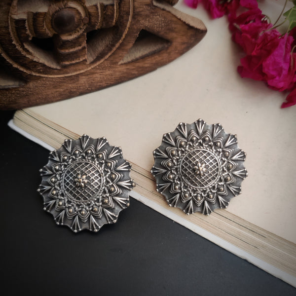 "Ashika" Silver Look Alike Oxidized Earrings