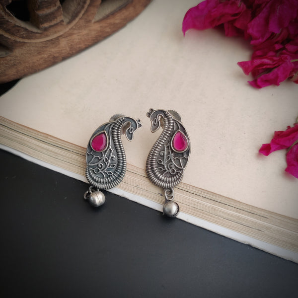 "Mayur" Silver Look Alike Oxidized Studs