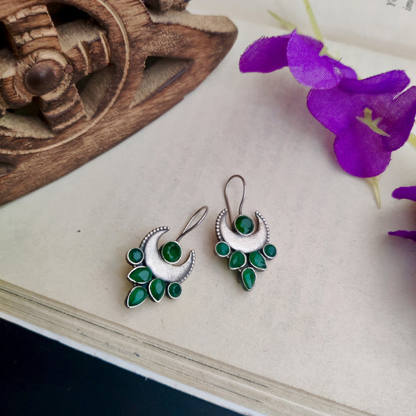 "Chandrika" Silver Look Alike Oxidized hook earrings