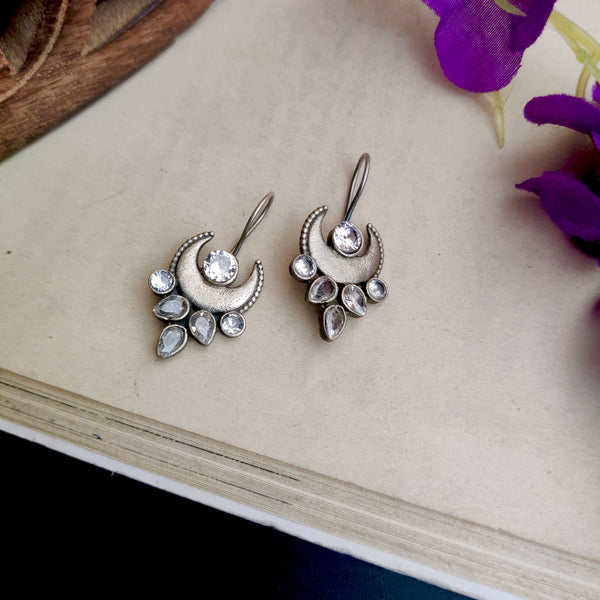 "Chandrika" Silver Look Alike Oxidized hook earrings