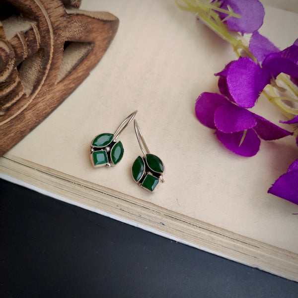 "Chayya" Silver Look Alike Oxidized Hook Earrings