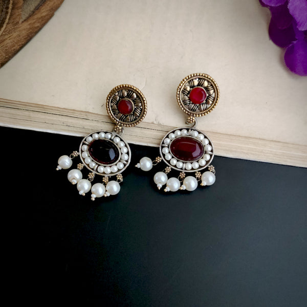 "Kyari" Silver Look Alike Dual tone Earrings