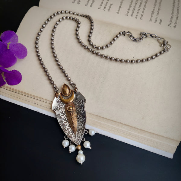 "Jutika" Dual-Tone Long Chain Pendant