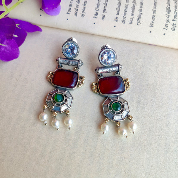 "Samiksha" Silver Look Alike Oxidised Earring