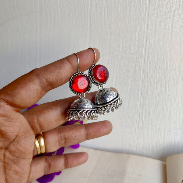 "Kenz" Silver Look Alike Oxidised  Jhumka