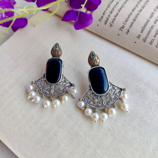 "Karma" Silver Look Alike Dual tone Earrings