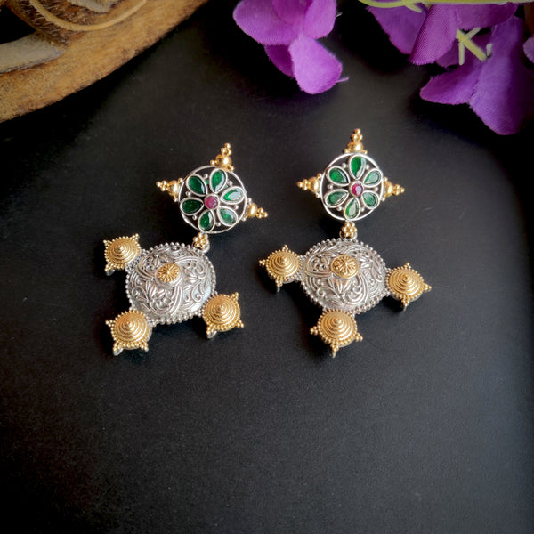 "Kirti" Silver Look Alike Dual tone Earrings