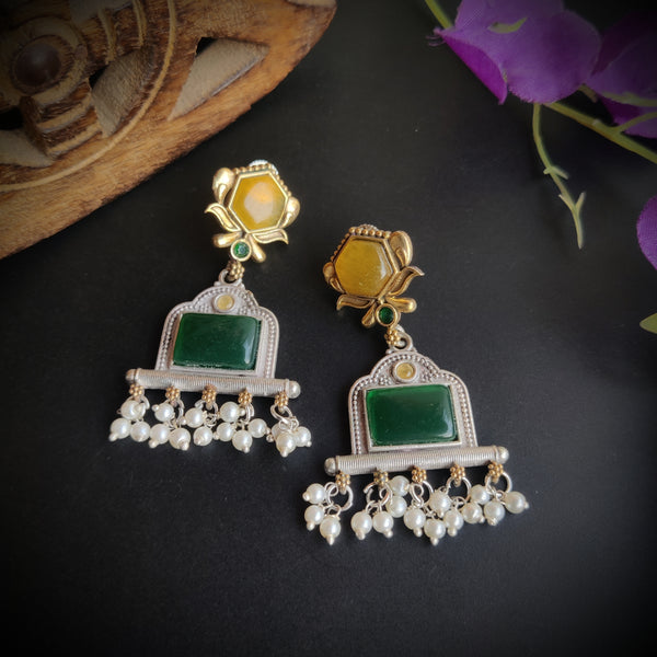 "Aviara" Silver Look Alike Oxidized Earrings