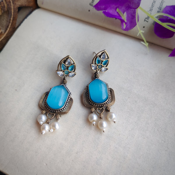 "Pinaki" Silver Look Alike Dual Tone Earrings