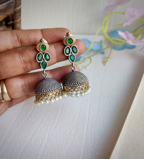"Rakhi" Dual tone Oxidized Brass Jhumka