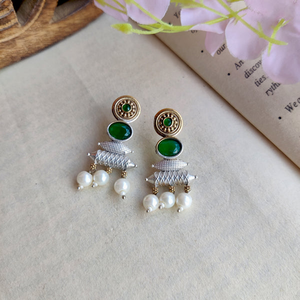 "Sanjana" Dual Tone Oxidized brass Stud