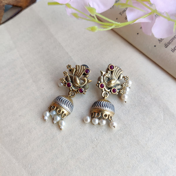 "Sara" Dual tone Brass Jhumka