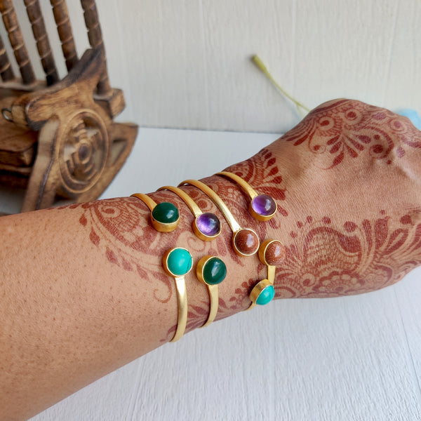 Minimalist gold polish bangle cuff bracelet