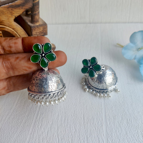 "Indrani" Oxidized  Statement Brass Jhumka