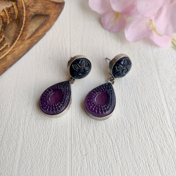“Sheetal” Oxidised Stone Dangler Earrings