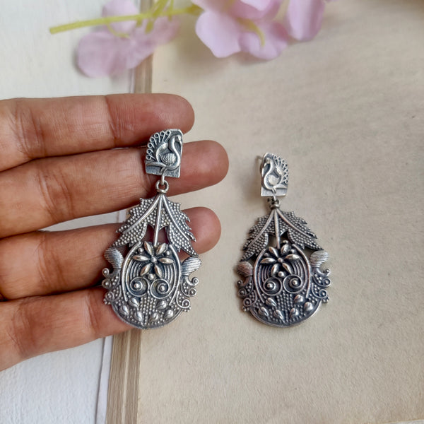 "Kamya" Silver Look Alike Brass Earrings