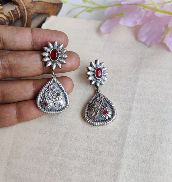 "Rajeshwari"Silver Toned Contemporary Boho Drop Earrings