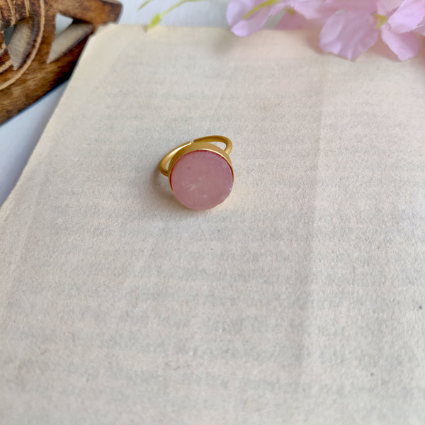 Matt Gold Finish Druzy Stone Adjustable Ring