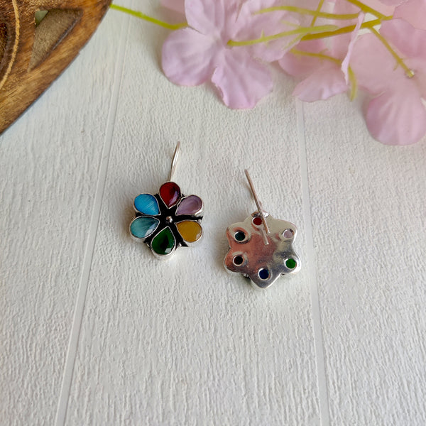 Oxidized Blush Bloom Flower Drop Earring