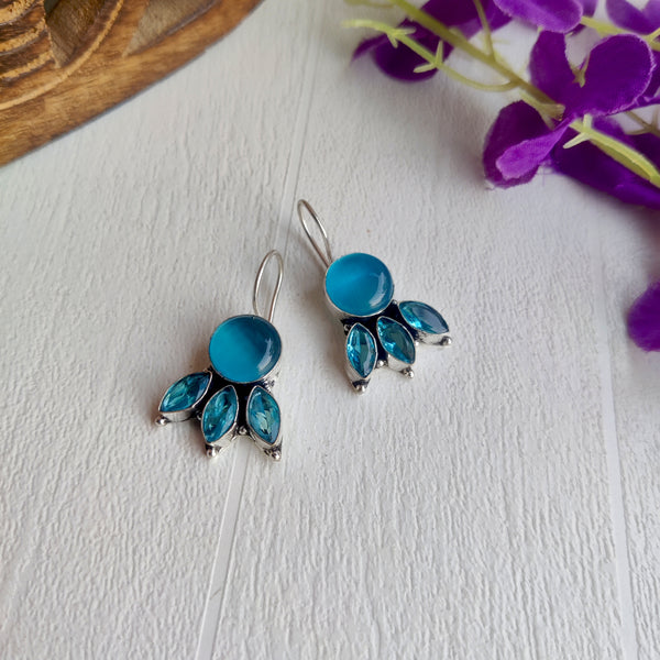 “Nisarga” half flower Shaped S hook earrings