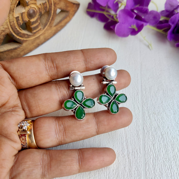 Pearl Stud with Zircon Stone Hanging Earrings