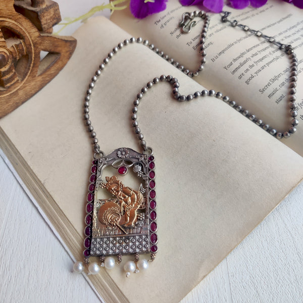 Dual Tone Bal Gopal Long Chain Pendant