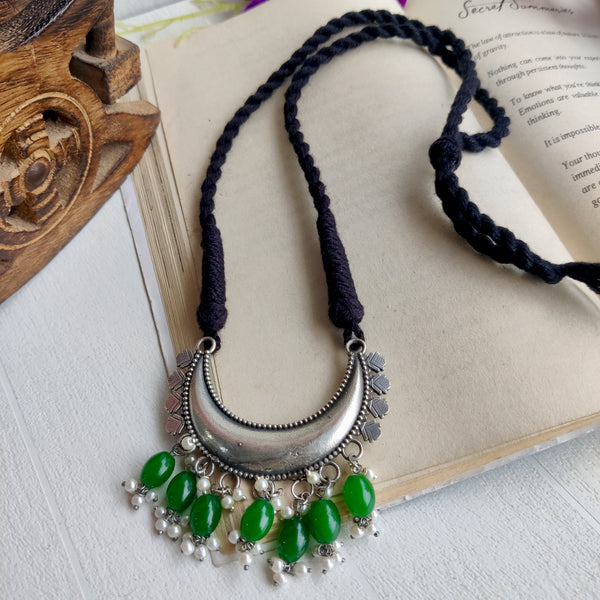 "Krishna" Silver Look Alike Oxidized Necklace