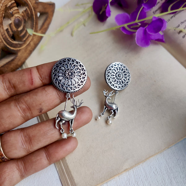 "Aruna" Silver Look Alike Oxidised Earring