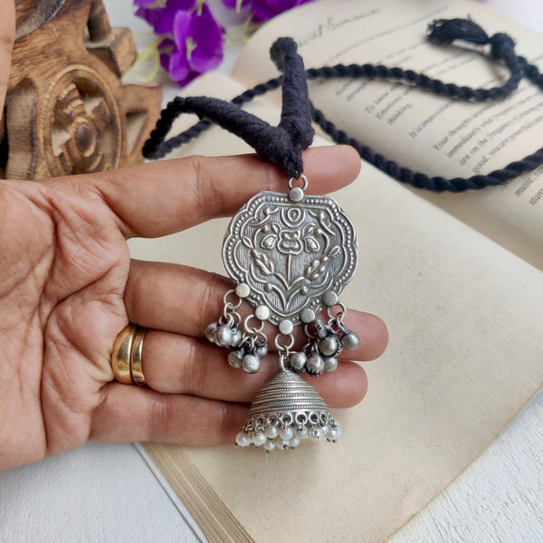 Boho Elegance Oxidized Jhumka Neckpiece
