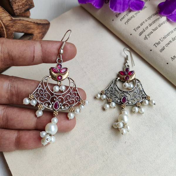 "Rima" Dual tone Oxidized Hook Earrings