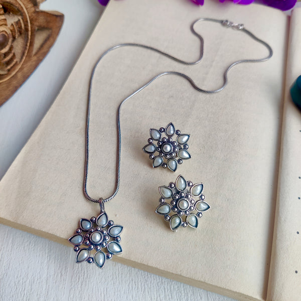 Silver-Plated Oxidized  Necklace Set