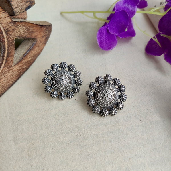 "Yashavi" Antique Silver Replica Stud Earrings