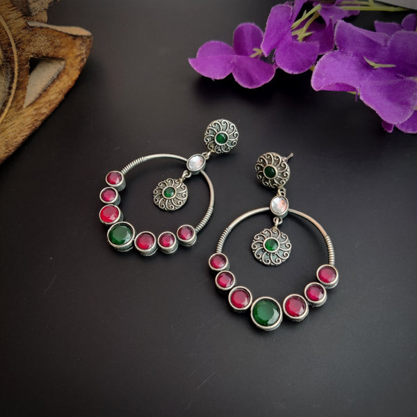 Light weight Silver Look Alike Oxidised Chandbali