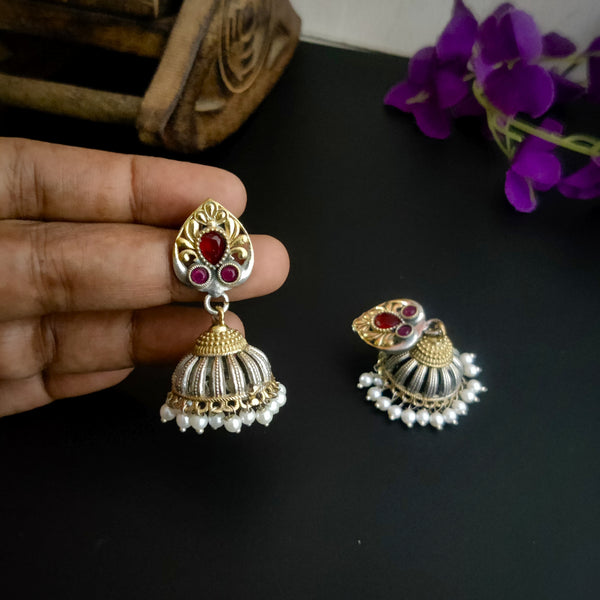 “Roshni” Oxidized Dual Tone Handcrafted Brass Jhumka