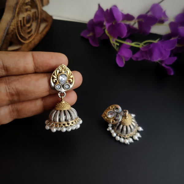 “Roshni” Oxidized Dual Tone Handcrafted Brass Jhumka