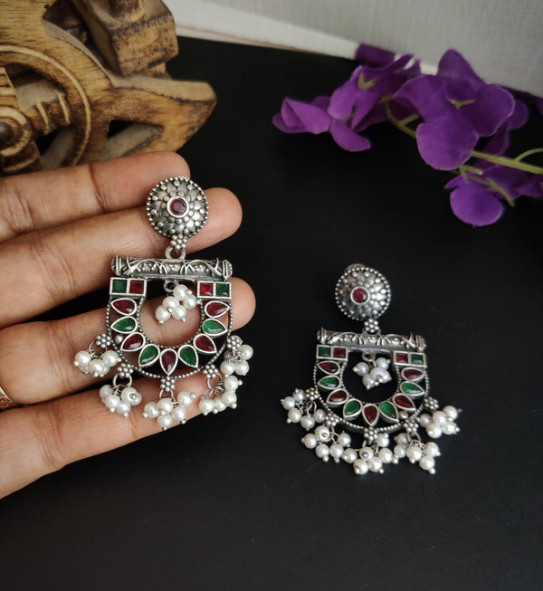 "Pyari" Silver Look Alike Brass Dangler