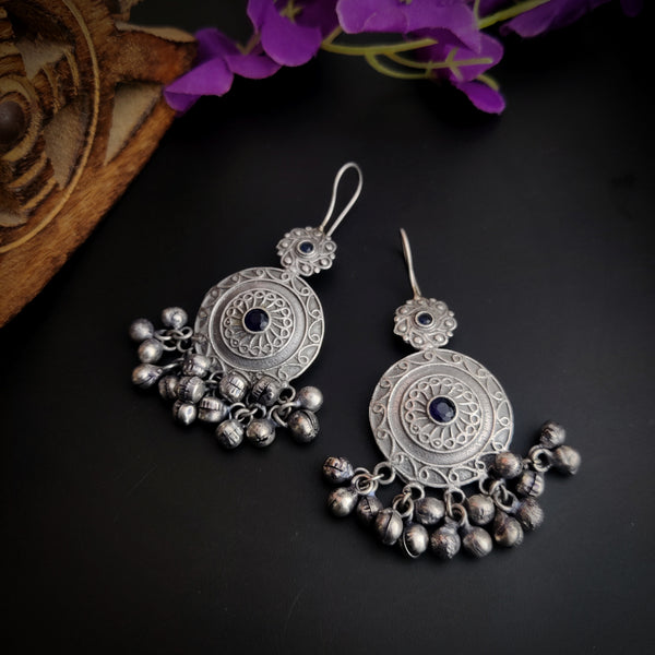 "Meet" Silver Look Oxidized Jhumka