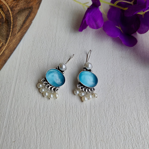 "Grishma" Trendy Stone Oxidized Hook Earring